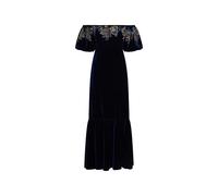 ETRO long velvet dress with Paisley foliage embroidery - Blue 38-40-42