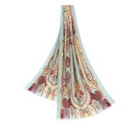 ETRO paisley-print frayed-edge cashmere-blend scarf - Blue One Size