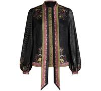 ETRO pussy bow neck twill-print silk blouse - Black 40-42