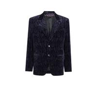 ETRO single-breasted cotton velvet jacket with paisley overprint - Blue 46-48-50-52-54-56-58-60