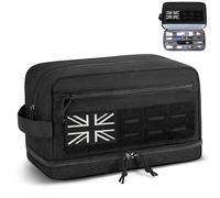 ETRONIK Tactical Toiletry Bag Men, Travel Wash Bag Molle Pouches with Double Compartment, Water-Resistant Toiletries Shaving Dopp Kit, Bathroom Shower & EDC Utility with Wet Pocket, Black