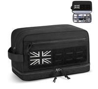 ETRONIK Tactical Toiletry Bag Men, Travel Wash Bag with Double Compartment | Water-Resistant Toiletries Molle Pouches Shaving Dopp Kit, Bathroom Shower & EDC Utility with Wet Pocket, Black,L