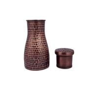 ETROVES Hammered Pure Copper Water Bottle Pitchers and Bedside Jugs with Water Bottle Storage Tumbler with Lid, Black