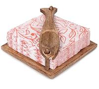 ETROVES Wooden Napkin Paper Tissue Holder Tray Dispenser with Center Bar Kitchen Table Top Accessory Brown