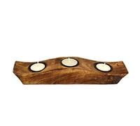 eTroves Wooden Tealight Candle Holder Set - Mango Wood Boat Tea Light Votive Candle Holders - Personalized Wood Tealight Holders for Rustic Wedding Birthday Anniversary Party