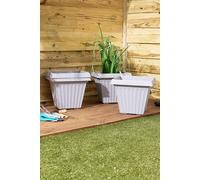 Etruscan Pack 4 35cm Square Plastic Planter Wham Grey One Size