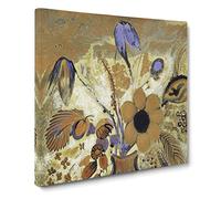 Etruscan Vase With Flowers by Odilon Redon Canvas Print | Gallery Wrapped 30mm Frame Wall Art | 14x14 inches | Ready to Hang | Classic Floral Picture | Living Room Bedroom Lounge Office