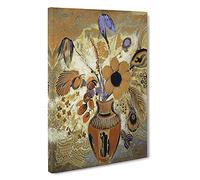 Etruscan Vase With Flowers By Odilon Redon Canvas Print | Gallery Wrapped 30mm Frame Wall Art | 30x20 inches | Ready to Hang | Classic Floral Picture | Living Room Bedroom Lounge Office