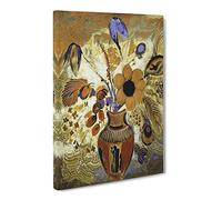Etruscan Vase With Flowers By Odilon Redon Classic Painting Canvas Wall Art Print Ready to Hang, Framed Picture for Living Room Bedroom Home Office Décor, 24x16 Inch (60x40 cm)
