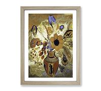 Etruscan Vase With Flowers By Odilon Redon Classic Painting Framed Wall Art Print, Ready to Hang Picture for Living Room Bedroom Home Office Décor, Oak A2 (64 x 46 cm)