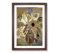 Etruscan Vase with Flowers by Odilon Redon Framed Print | A2 Walnut Framed Wall Art | Ready to Hang | Modern Floral Picture | Living Room Bedroom Lounge Office