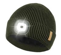 Etsfmoa Unisex Beanie with The Light,Fleece Lined Warm Knit Hat,Gifts for Men Women,Rechargeable LED Cap (UK, Alpha, One Size, Army Green)
