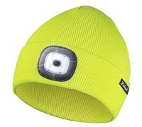 Etsfmoa Unisex Beanie with The Light,Gift for Men and Women USB Rechargeable Winter Knit Lighted Hats Headlamp Cap Fluorescent Yellow
