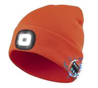 Etsfmoa Unisex Bluetooth Beanie Hat Light,4 LED USB Rechargeable Wireless Headphones Tech Caps,Gifts for Men Father Dad Husband Boyfriend Him Women Teen Boys Bright Orange