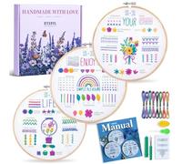 ETSPIL 3 Pack Embroidery Kit for Beginners and Adults,Learn 33 Stitches with DIY Stamped Flower Patterns - Includes Hoop, Color Threads, Tools, and Step-by-Step Instructions with Video Tutorials