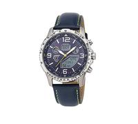 ETT Eco Tech Time EGT-11574-31L Wireless Solar World Time Men's Chronograph Watch with Leather Strap, Strap.