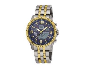 ETT Eco Tech Time EGT-11576-31M Wireless Solar World Time Men's Watch Chronograph with Titanium Strap, Bracelet