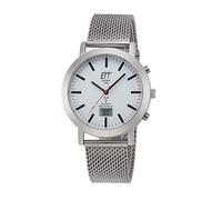 ETT Eco Tech Time Radio Solar EGS-11579-11M Men's Analogue Watch with Digital Date with Stainless Steel Milanese Strap, Bracelet
