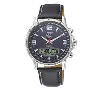 ETT Eco Tech Time Radio Solar World Time Men's Watch Chronograph with Leather Strap EGS-11550-21L, Strap.