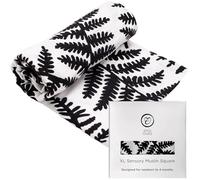 Etta Loves Extra Large Fern Print Muslin Cloth, Black and White Sensory Muslin Square, Multi-Use Baby Essentials for Newborn to 4 Month Old (1-Pack)