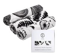 Etta Loves Plant Print Muslin Cloths, Black and White Sensory Muslins for Newborns, Baby Essentials for Newborn to 4-Month-Old Babies (3-PACK)