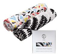 Etta Loves Plant Print Sensory Muslin Cloths (2 Pack), Black and White Muslins, Baby Essentials for Newborn to 12-Month-Old Babies for Cognitive Growth