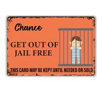 ETTIBETRENDY Funny Metal Tin Sign Chance Card Get Out Of Jail Free Vintage Metal Plaque Wall Decor for Home Gate Garden Bars Cafes Office Store Pubs Club 12 X 8 inch