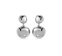 Ettika Dangle Earrings for Women. Polished Double Pebble Drop Earrings, Rhodium Plated Earrings birthday gifts for women , Rhodium Plated , Cubic Zirconia