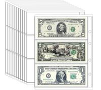 Ettonsun 10 Sheets 30 Pockets Paper Money Collection Pages,Currency Sleeves,Currency Holder Collection Supplies Album Pages for Travel Bill Banknote Stamp Paper Souvenirs Storage