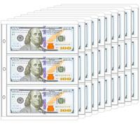 Ettonsun 10 Sheets Coin Collecting Pages, Pocket Inserts Collecting Sleeves Collection Storage Supplies (3-Pocket Currency Sheets)