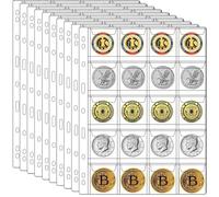 Ettonsun 200 Pockets Coin Binder Pages 10 Sheets Loose-Leaf Acid-Free Collection Holders for Medallion Coin Stamp Collecting Supplies (20-Pocket, 1.73x1.93 in)