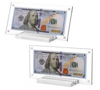 Ettonsun 2PCS Thickened Dollar Bill Frame,Dollar Bill Holder,Acrylic Currency Holder for Bills Dollar Bill Protector Display Case Money Holder for Collectors Banknotes Stamps Ticket Photos Sign Holder