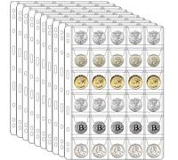Ettonsun 300 Pockets Coin Collection Pages 10 Coin Sheets Standard 9-Hole Coin Collection Book Album Inserts Coin Holder Collecting Sleeves (30-Pocket, 1.38x1.38 in)