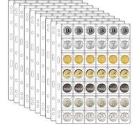 Ettonsun 420 Pockets Coin Binder Pages 10 Sheets Loose-Leaf Acid-Free Collection Holders for Medallion Coin Stamp Collecting Supplies (42-Pocket, 1.18x1.38 in)
