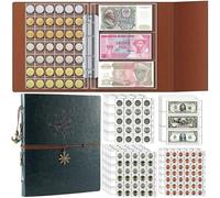Ettonsun Coin Collection Book 386 Coin Pockets & 12 Currency Sleeves, Coin Collecting Album Holder for Collectors Money Collection Book Coin Display Storage Case Organizer for Coin Collection (Green)