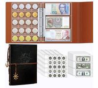 Ettonsun Coin Collection Book Holder for Collectors, 200 Pockets Coin Collecting Album & 30 Sleeves Paper Money Currency Display Storage Case for All Coin Collection Supplies (Black)