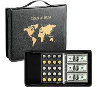 Ettonsun Coin Collection Book Holder for Collectors, 220 Large Pockets Coin Collecting Storage Album & 33 Sleeves Paper Money Display Case for Collectible Notes Currency Bill Coin Collection Supplies