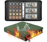 Ettonsun Fireproof Coin Collection Book Holders for Collectors, 460 Pockets Coin Organizer Sleeves Coin Album & 36 Currency Sleeves Album Money Holder Coin Storage Case (Green-Upgraded)