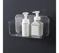 Ettori Shower Caddy, Large Shower Storage,Wall Mounted No Drilling Adhesive Storage for Bathroom,Kitchen,Clear Plastic