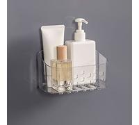 Ettori Shower Caddy,Small Shower Basket,Wall Mounted No Drilling Adhesive Storage for Bathroom and Kitchen,Clear Plastic.