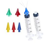 ETTSNU 20mL Ear Syringes for Removing Ear Wax, Cleaning Water Irrigation Kits with 3 Penta-Stream Tips and 3 Tri-Stream Tips Improved Hearing Clarity and Aural Hygiene (clear)