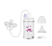 ETUCYNG 2 Pack Pacifier Bottle Feeder, Anti Colic Milk Bottles, Breast Milk Bottles with Lids Adjustable Fast Flow Bottle with Ergonomic Soft Nipple for Indoor Outdoor Home Bedroom Living Room