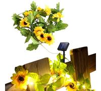 ETUCYNG 2m Solar Sunflower String Lights Sunflower Garland with Lights 20 Pieces Sunflower Fairy Lights Warm White LED Fairy Lights with Artificial Sunflowers for Garden Balcony Room Decor