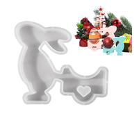 ETUCYNG 4 Pack Easter Bunny Candle Mold 10.6x9.4cm 3D Bunny Rabbit Silicone Resin Mould Reusable Handmade Soap Festival Craft Ornaments Home Party DIY Candles Decoration