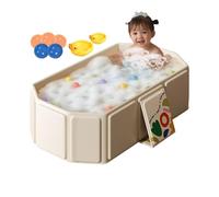ETUCYNG 75x70x25cm Baby Bath Tub Toddler Bath Foldable Baby Bathtub with 5 Balls and 2 Ducks Portable Shower Basin for Kids 0-8 Years Old