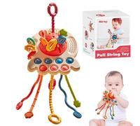 ETUCYNG Baby Toy Pull String Toy - Silicone Pull String Activity Toy, U-fo Silicone Pulling Toy, Sensory Toys For Toddler, Travel Toys For Babies, Early Development Baby Toys Fine Motor Skills Toys