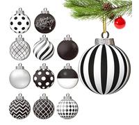 ETUCYNG Christmas Bauble Ornament, Plastic Christmas Tree Baubles, 8 cm, Baubles Christmas Tree Decoration, Christmas Tree Plates Decorations for Christmas, Christmas Tree Baubles Black White