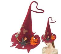 ETUCYNG Costume Witch Hat 37.7x41x93cm Halloween Hat Felt Pointed Hats Large Red Felt Tip Hats For Halloween Dress Up Costume Party Cosplay