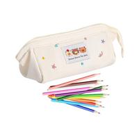 ETUCYNG Cute Aesthetic Style School Pencil Case, Cute Bear Pen Case, Organizer School Supplies Pen Bag for Women Students, Cream-Coloured, Se référer au descriptif, Refer to description