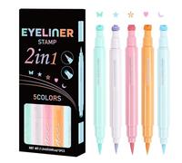 ETUCYNG Double Headed Liquid Eyeliner Stamp, Winged Eyeliner Stamp - Quick Drying Eyeliner Stamp Set, Star Moon Heart Flower Colourful Winged Eyeliner, Pack of 5 Double-Sided